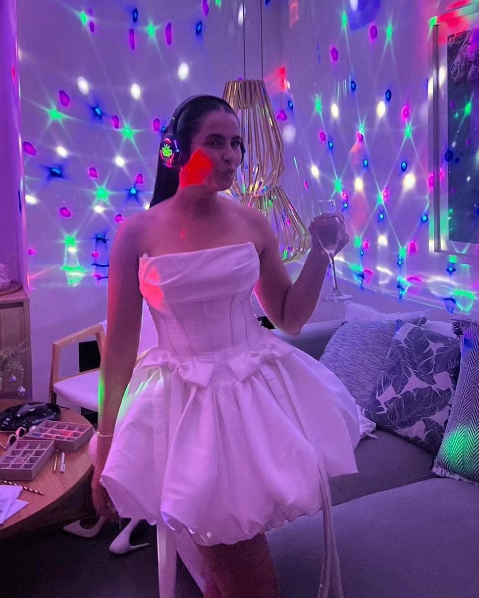 Silent disco with colorful lights