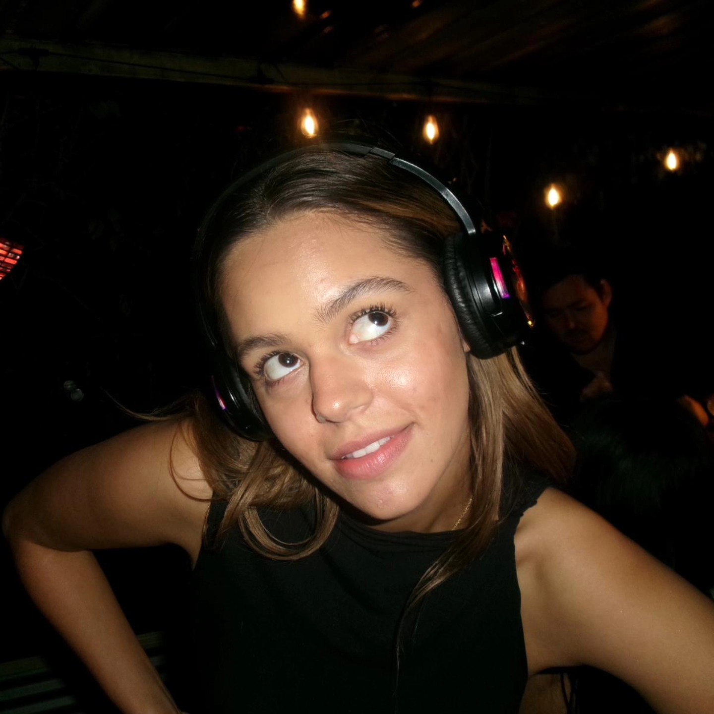 Girl enjoying silent disco