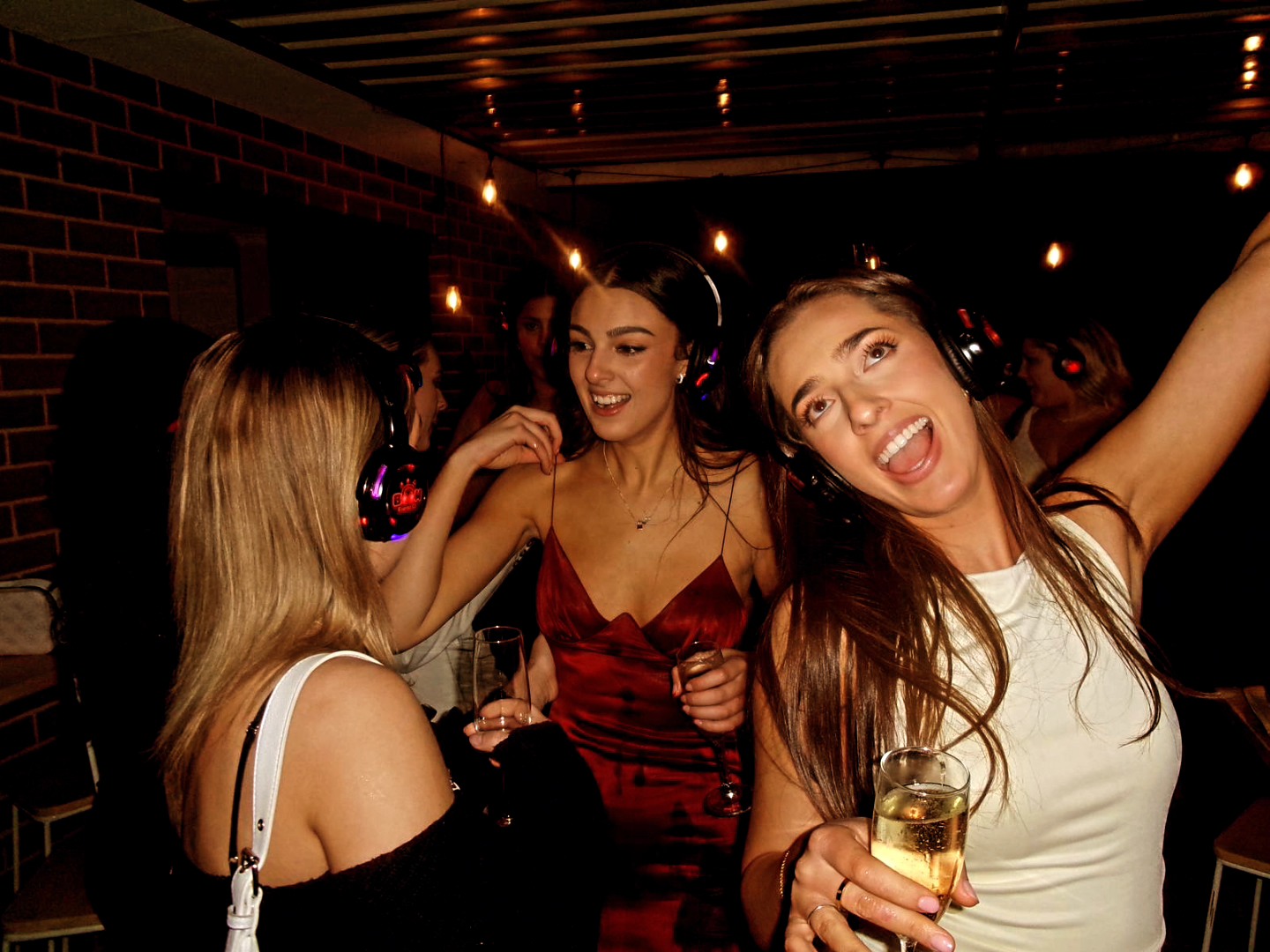 Group enjoying silent disco